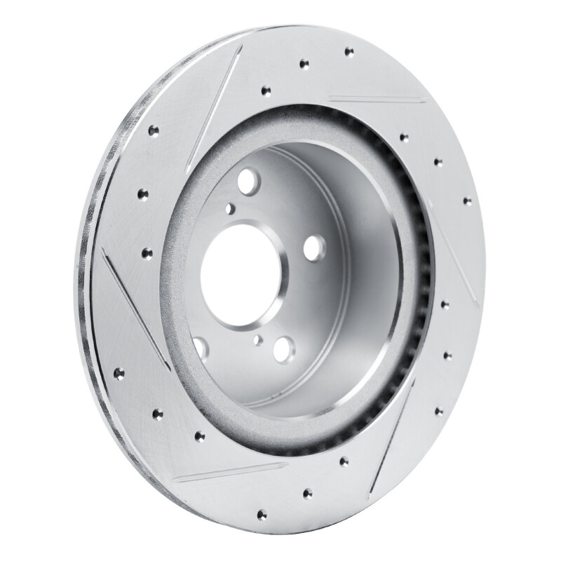Lexus IS350 Brake Rotor (1) - Rear Right - R1 Concepts - Drilled & Slotted - Silver - `21-`25